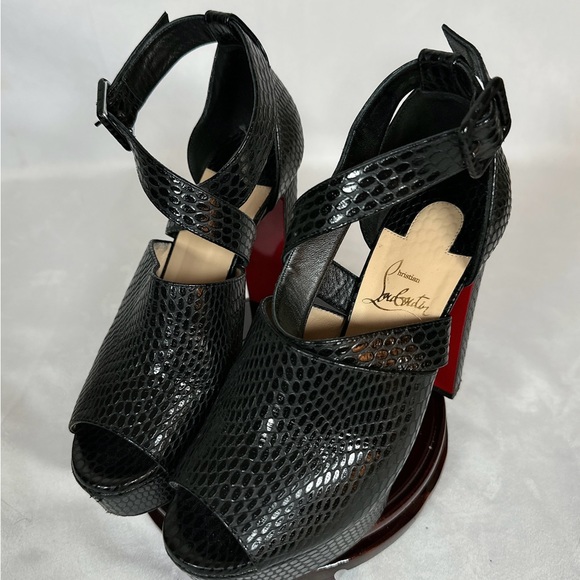 Christian Louboutin Black Python Pumps Platform Heels - Picture 4 of 9